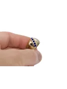 14k geltono aukso Sapyras Žiedas Vintažiniai papuošalai vrc036y